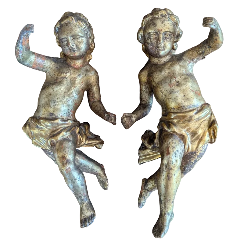 Pair of Gilded Wooden Putti