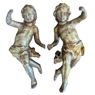 Pair of Gilded Wooden Putti