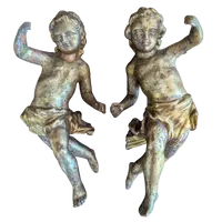 Pair of Gilded Wooden Putti