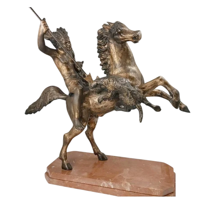 Grande sculpture en bronze représentant un Indien à cheval -Tommaso Campajola (1890 - 1968)