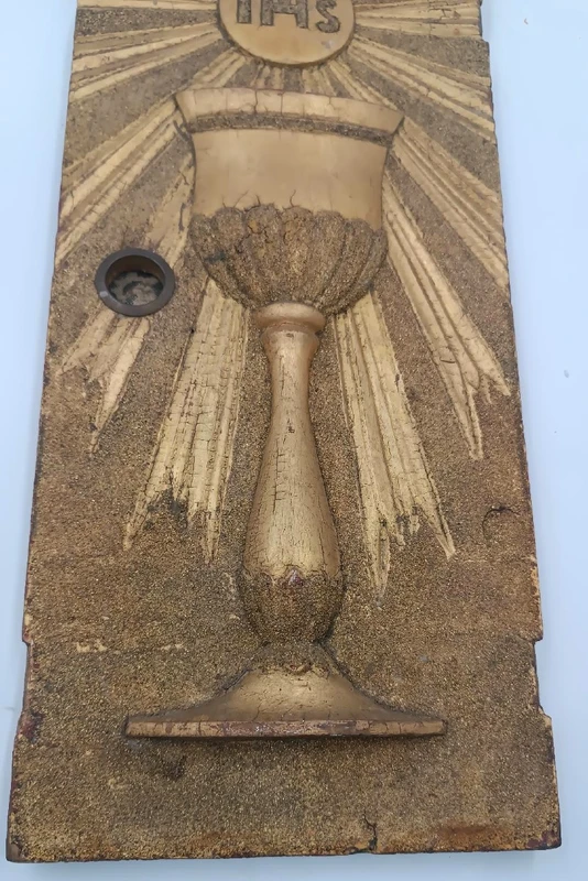Portail de tabernacle ancien, ciboire, bois doré
