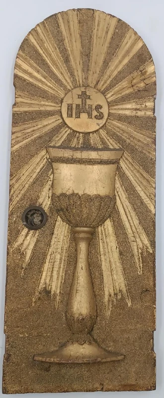 Portail de tabernacle ancien, ciboire, bois doré