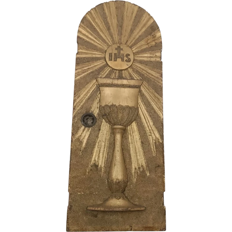 Portail de tabernacle ancien, ciboire, bois doré