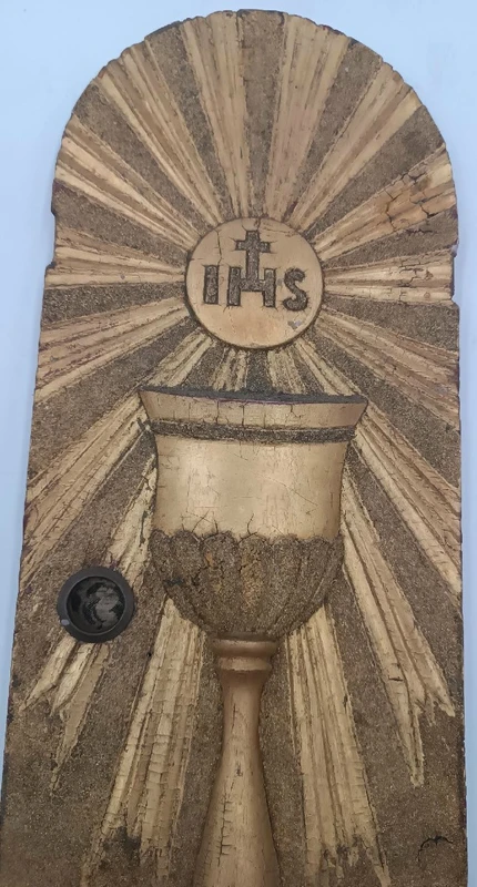 Portail de tabernacle ancien, ciboire, bois doré