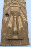 Portail de tabernacle ancien, ciboire, bois doré