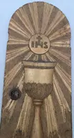 Portail de tabernacle ancien, ciboire, bois doré