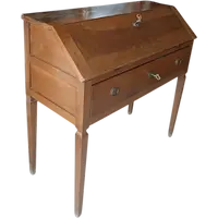 Bureau à abattants Louis XVI en noyer massif