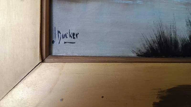 painted antique oil on canvas landscape scotland JACK DUCKER