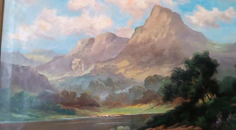 painted antique oil on canvas landscape scotland JACK DUCKER