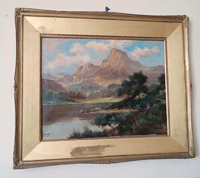 painted antique oil on canvas landscape scotland JACK DUCKER