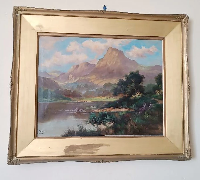 painted antique oil on canvas landscape scotland JACK DUCKER