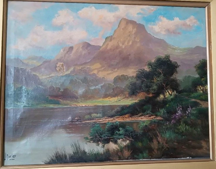 painted antique oil on canvas landscape scotland JACK DUCKER