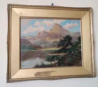painted antique oil on canvas landscape scotland JACK DUCKER