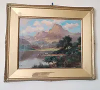 painted antique oil on canvas landscape scotland JACK DUCKER