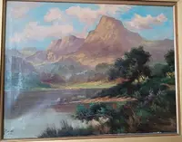 painted antique oil on canvas landscape scotland JACK DUCKER