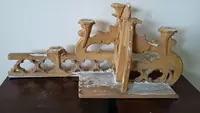 Triptych Gilded wood neo-gothic altar candlesticks