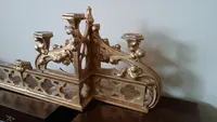 Triptych Gilded wood neo-gothic altar candlesticks