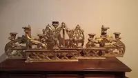 Triptych Gilded wood neo-gothic altar candlesticks
