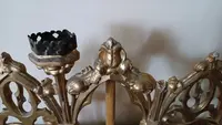 Triptych Gilded wood neo-gothic altar candlesticks