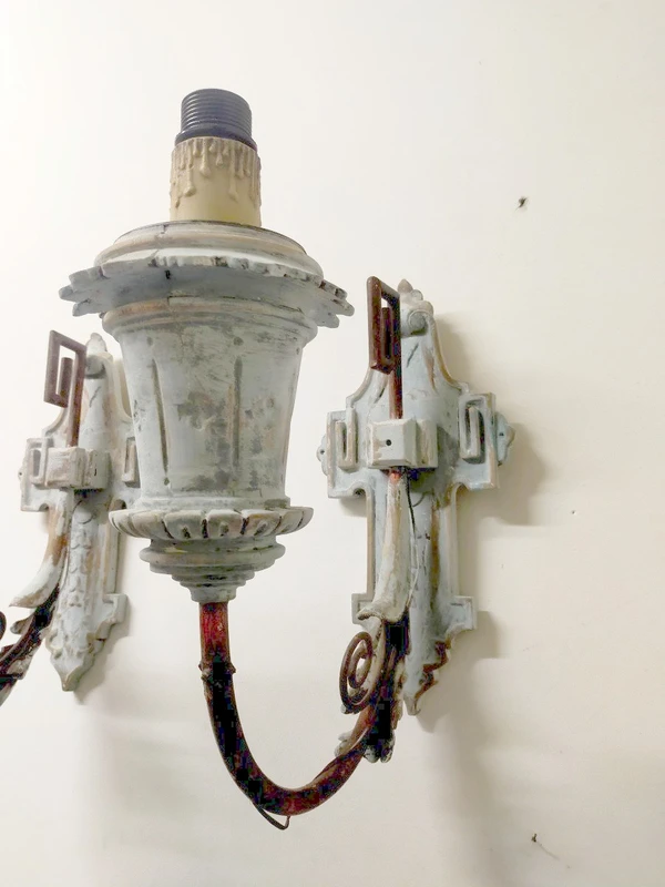 Pair of wall sconces painted wood late 19th century