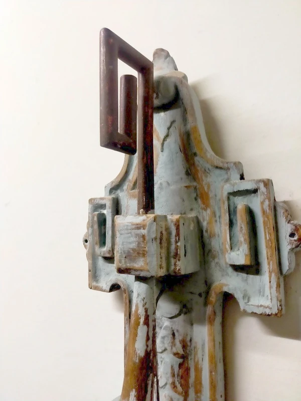 Pair of wall sconces painted wood late 19th century