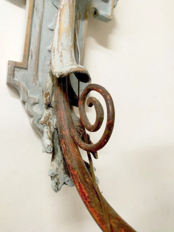Pair of wall sconces painted wood late 19th century