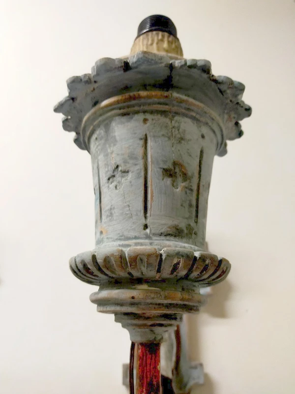 Pair of wall sconces painted wood late 19th century