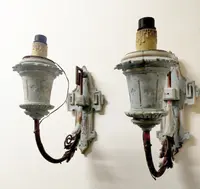 Pair of wall sconces painted wood late 19th century