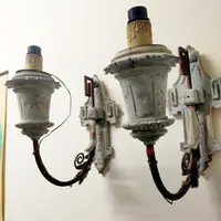 Pair of wall sconces painted wood late 19th century