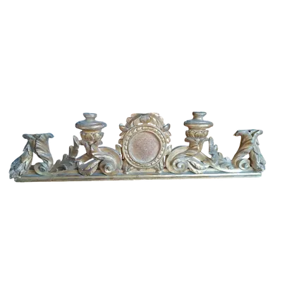 Antique candle holder with cartaglory in gilded wood 18th century