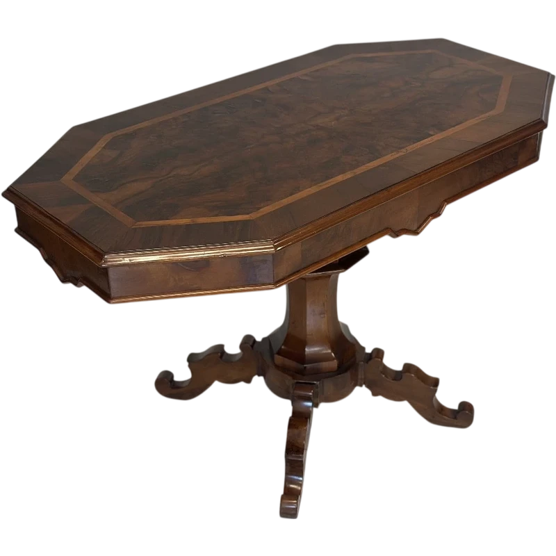 Walnut and briarwood cookie table . Lombardy mid-nineteenth century. Restored