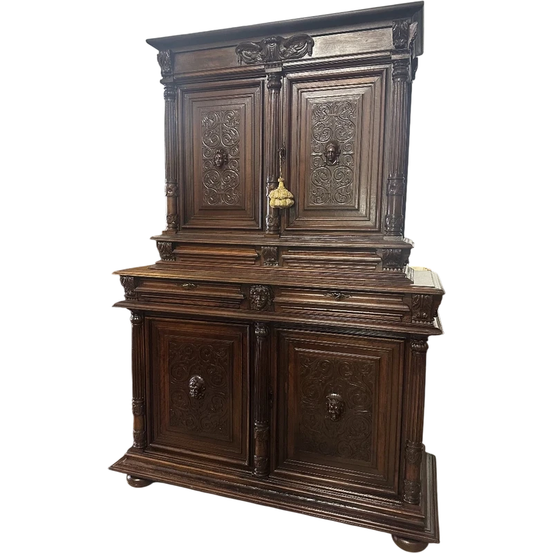 Carved walnut double-body cabinet . 18th century