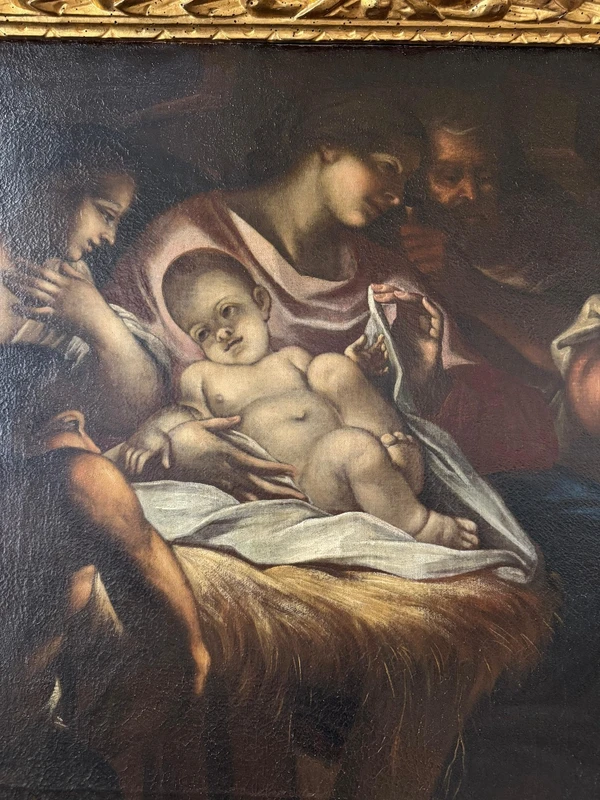 Oil on canvas nativity . Venetian school 17th century ambit of Antonio Balestra