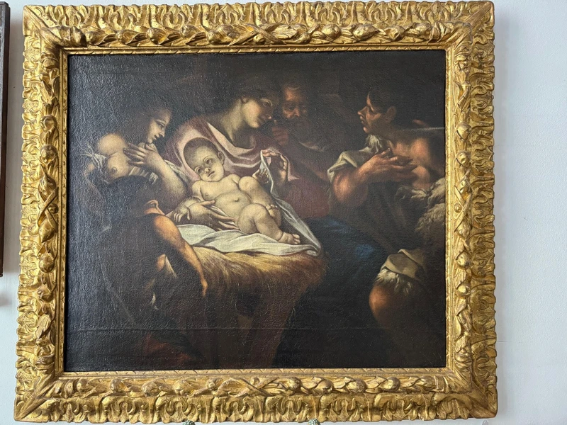 Oil on canvas nativity . Venetian school 17th century ambit of Antonio Balestra