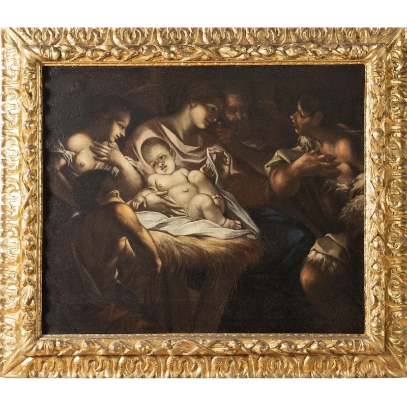 Oil on canvas nativity . Venetian school 17th century ambit of Antonio Balestra
