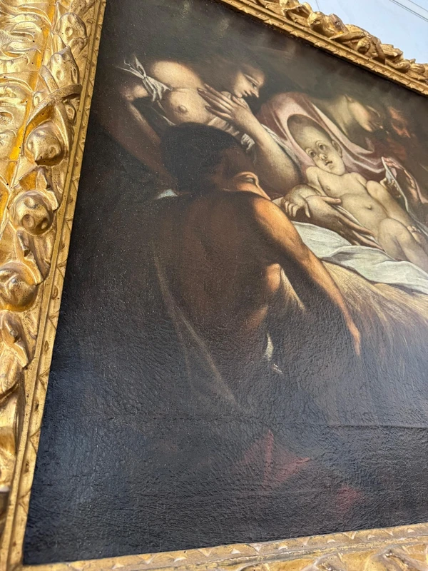 Oil on canvas nativity . Venetian school 17th century ambit of Antonio Balestra