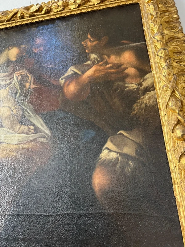 Oil on canvas nativity . Venetian school 17th century ambit of Antonio Balestra