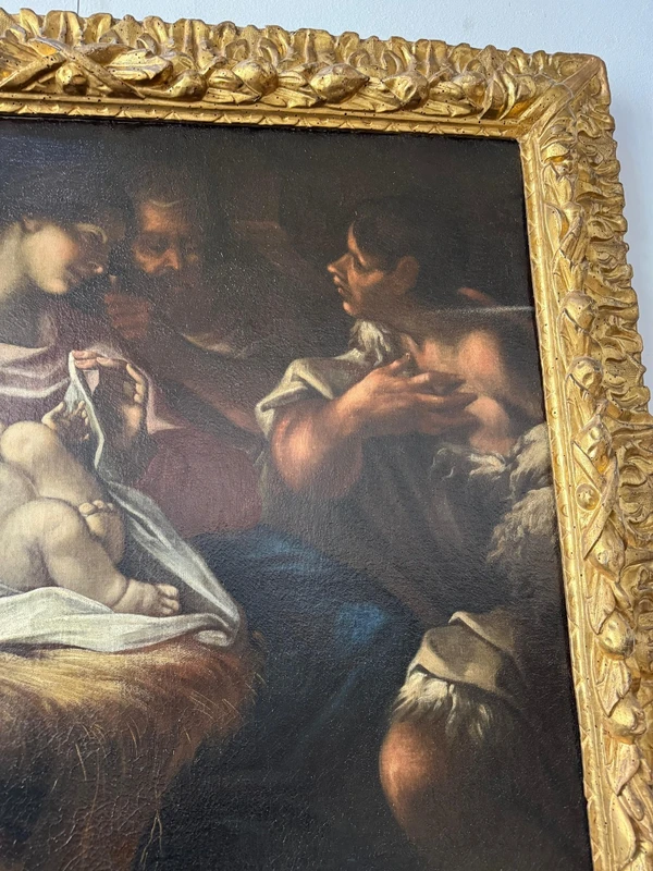 Oil on canvas nativity . Venetian school 17th century ambit of Antonio Balestra
