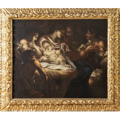 Oil on canvas nativity . Venetian school 17th century ambit of Antonio Balestra