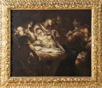 Oil on canvas nativity . Venetian school 17th century ambit of Antonio Balestra