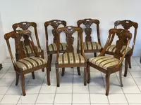 Gruppo di sette sedie a gondola Carlo X lombarde. Primo 800