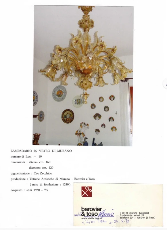 Lustre en verre de Murano. Barovier & Toso Début du 20e siècle. 154 x 124.