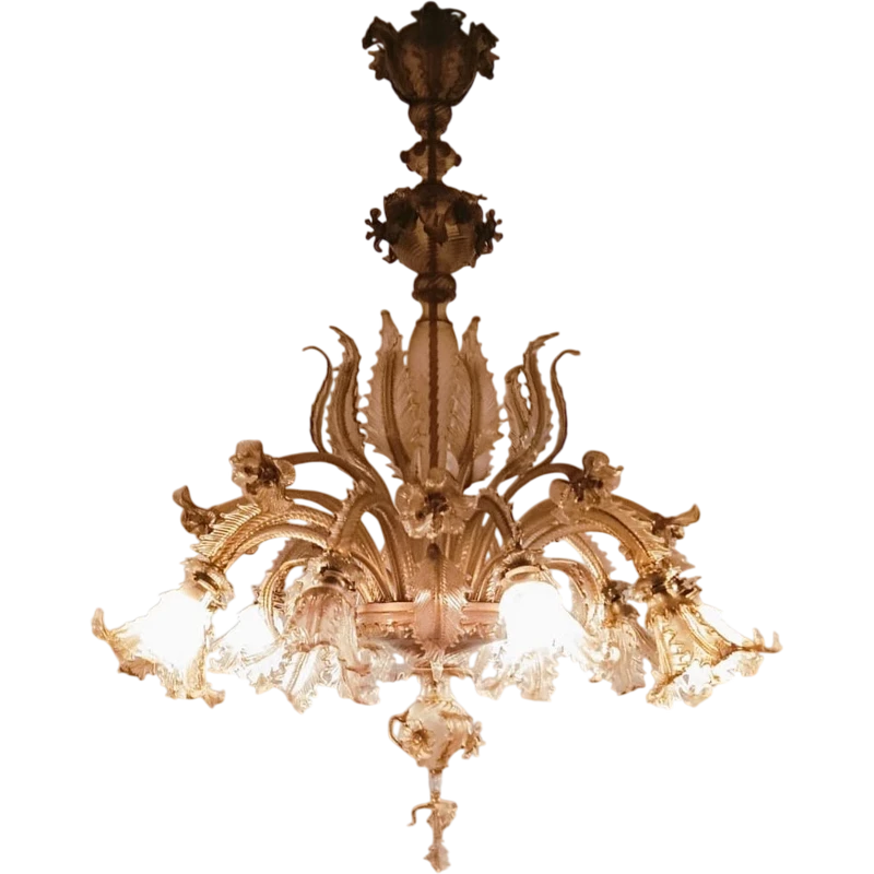 Lustre en verre de Murano. Barovier & Toso Début du 20e siècle. 154 x 124.