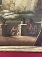 Italian 18th century oil on canvas painting, Architectural Capriccio with figures