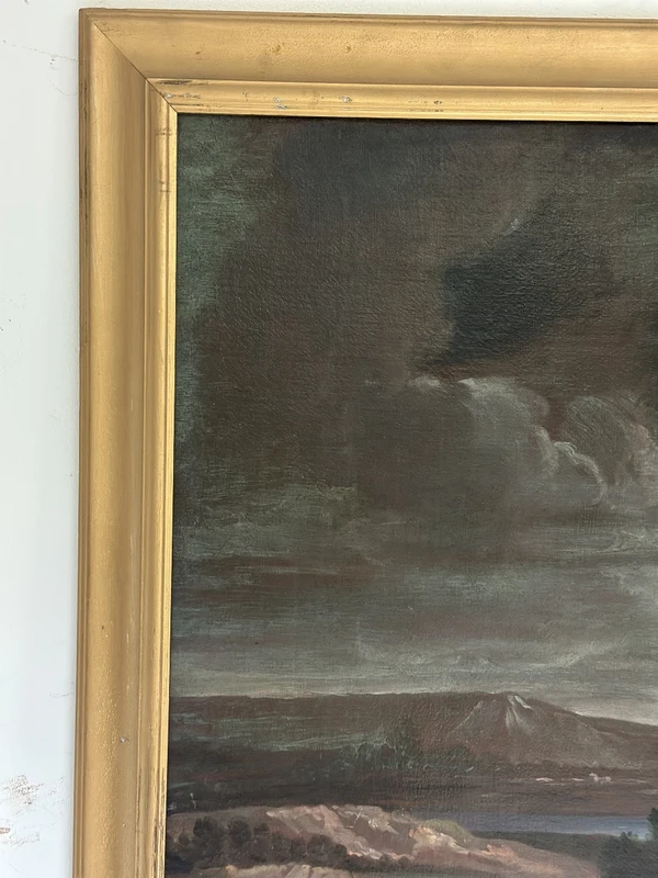 Olio su tela . Mosé con le figlie di Jetro. XVIII secolo