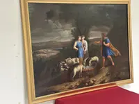 Olio su tela . Mosé con le figlie di Jetro. XVIII secolo