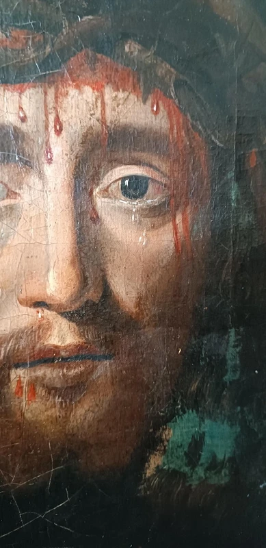 Antique oil on canvas " the holy face of Jesus Christ" Ecce Homo