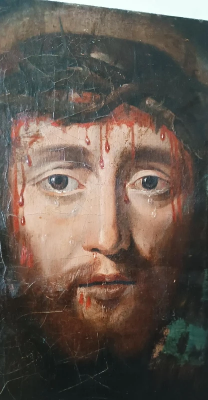 Antique oil on canvas " the holy face of Jesus Christ" Ecce Homo