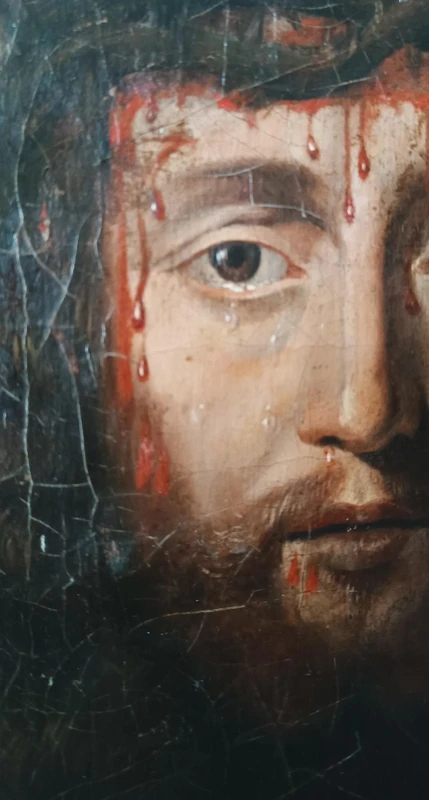 Antique oil on canvas " the holy face of Jesus Christ" Ecce Homo