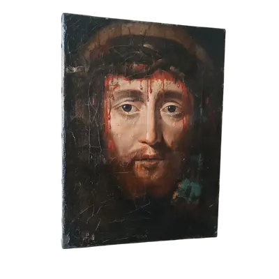 Antique oil on canvas " the holy face of Jesus Christ" Ecce Homo